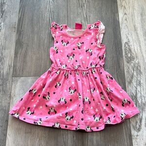 Pink Minnie Mouse Print Girls' Dress